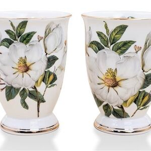 2 NEW Generic Bone China Coffee Milk Tea Floral 12oz Gorgeous Cups White